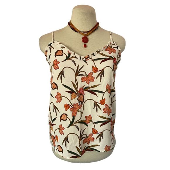Loft Floral Ruffle Spaghetti Strap Top Size XXSP - Picture 1 of 8